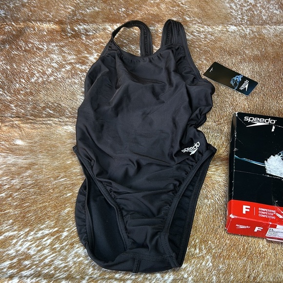 NWT Speedo Classic Black Swimsuit F FL 8002406001 Eco Solid Super Pro Sz 28 New - Picture 6 of 6